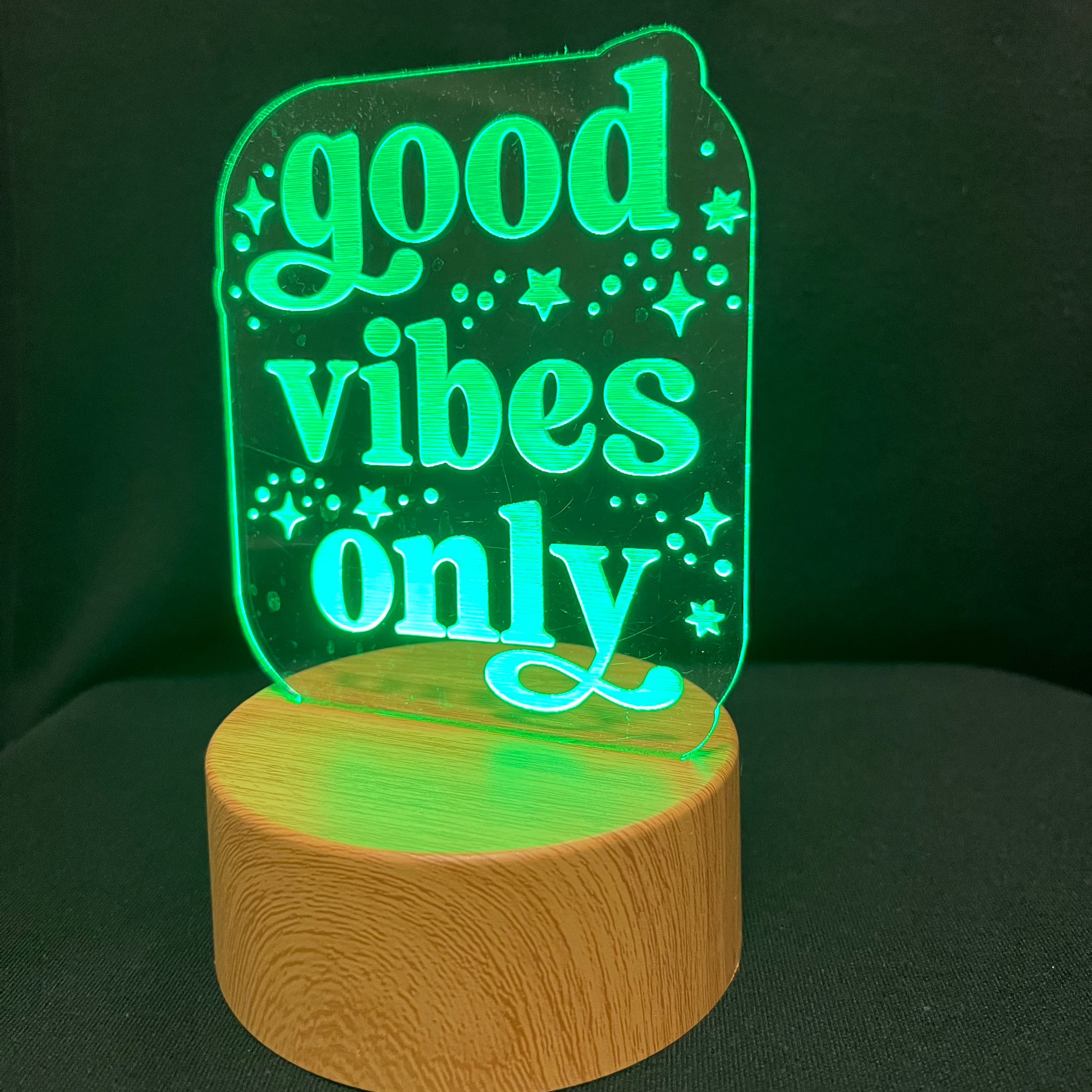  Good Vibes Only Night Light – LED night light featuring the engraved phrase “Good Vibes Only,” glowing softly with a cheerful, positive vibe for any room or space