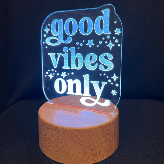  Good Vibes Only Night Light – LED night light featuring the engraved phrase “Good Vibes Only,” glowing softly with a cheerful, positive vibe for any room or space